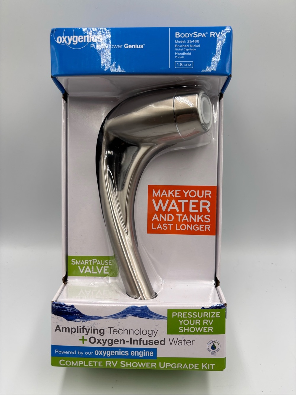 Oxygenics Pure Shower Genius BodySpa RV Showerhead Handheld Brushed Nickel 26488